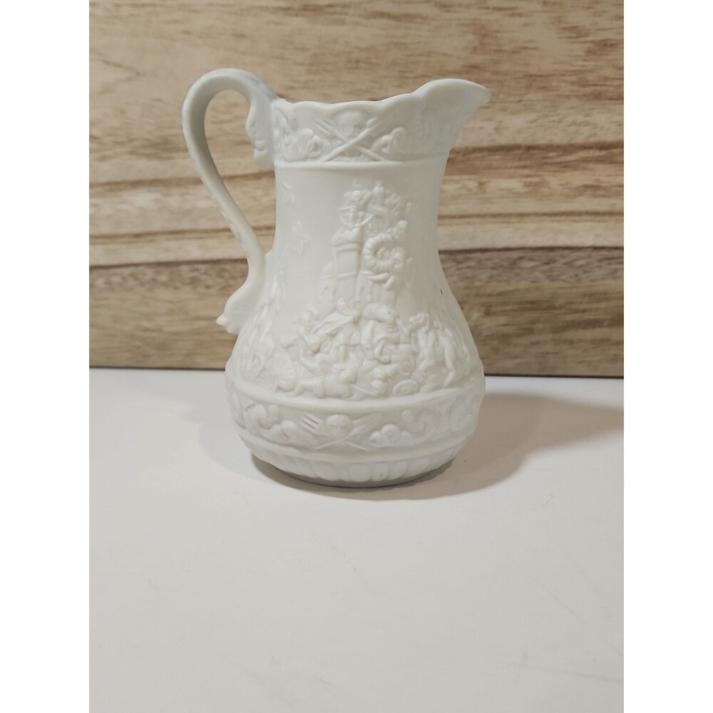 Vintage Portmeirion Parian Porcelain Bisque Creamer Battle Scene~England